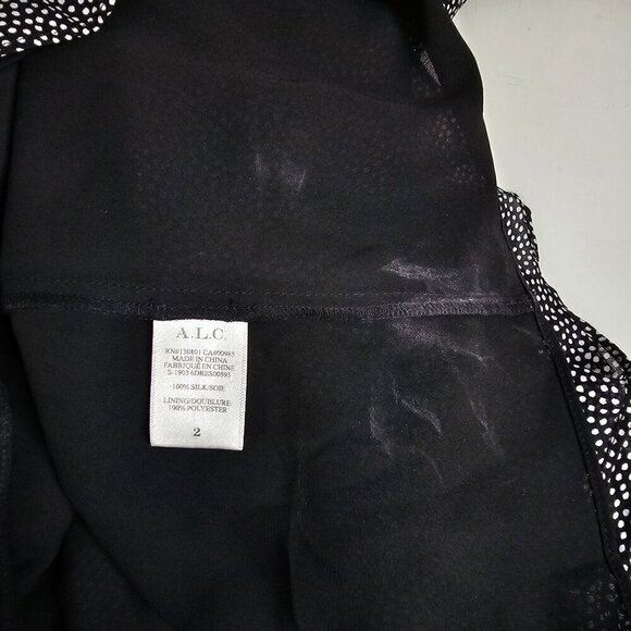 ALC Deep V-Neck Silk Polka Dot Viera Mini Dress Ruffled Flutter Sleeve Women's 2 - Picture 11 of 16